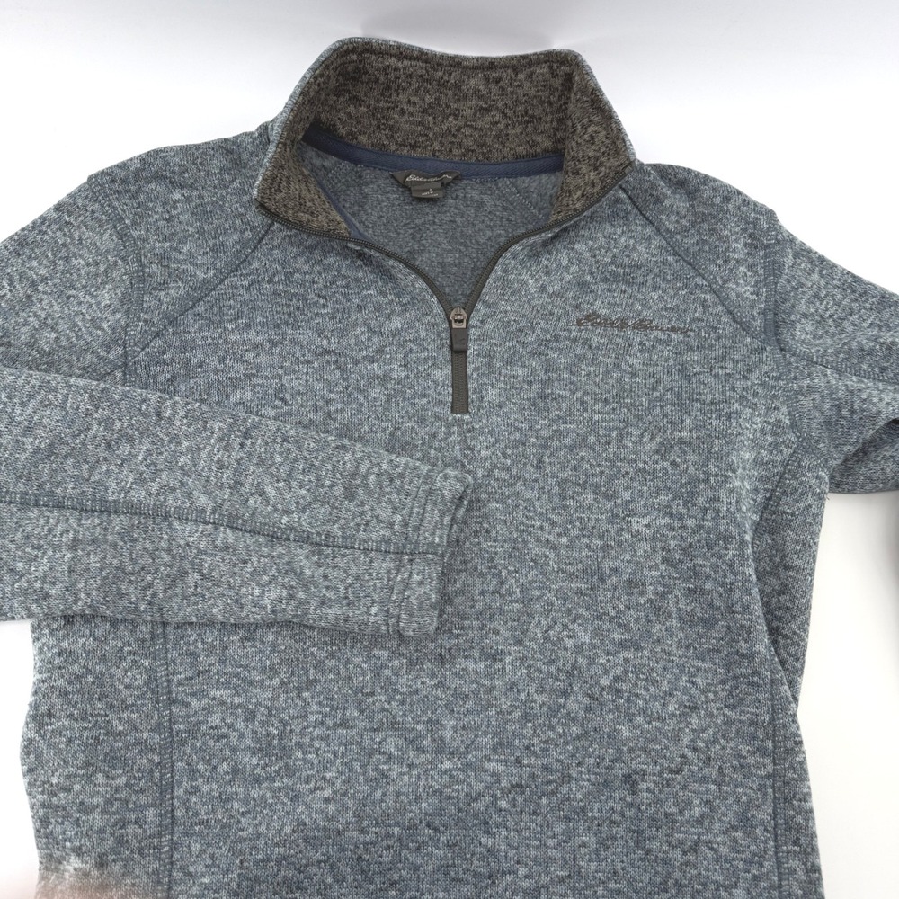 Eddie Bauer Fleece Quarter Zip Pullover Sweater Men's Size S Heathered Blue